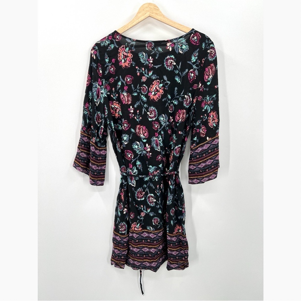 BEACH LUNCH LOUNGE Woman's Black & Floral Lightweight Midi Dress Size SP - Picture 6 of 11